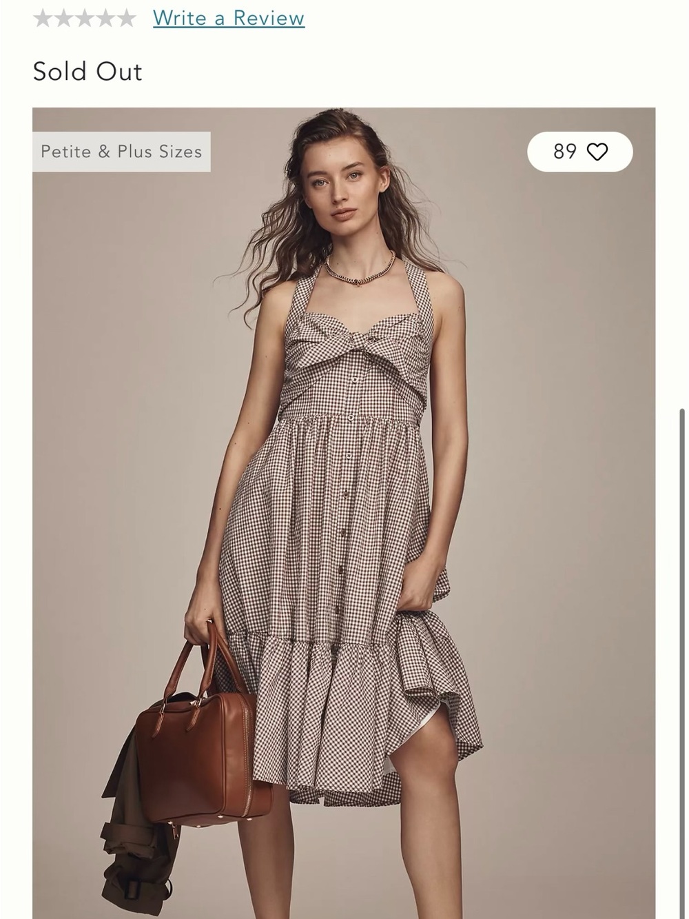Maeve (by Anthropologie): Brown Gingham Tie-Front Midi Dress - Picture 7 of 8